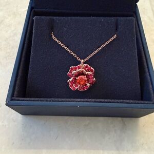 NWT Elegant Kate Spade Red Floral Pendant Necklace